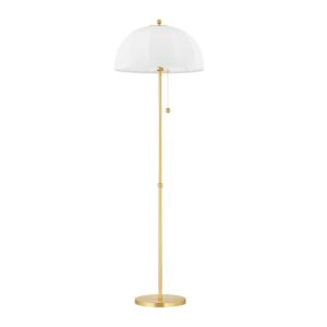 Meshelle 1-Light Floor Lamp in Aged Brass