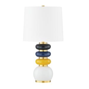 Robyn 1-Light Table Lamp in Aged Brass with Ceramic Mod Mix