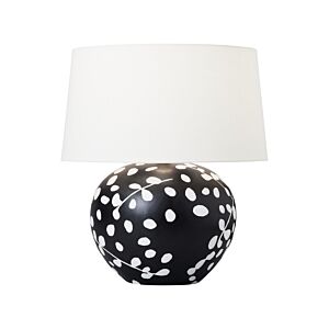 Nan 1-Light Table Lamp in White Leather with Black Leather