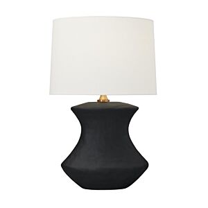 Bone 1-Light Table Lamp in Rough Black Ceramic