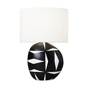 Franz 1-Light Table Lamp in White Leather with Black Leather