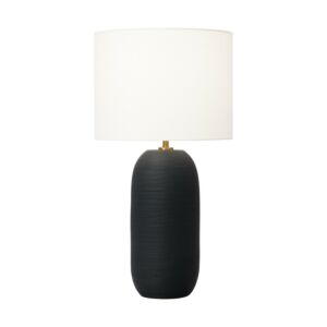 Fanny 1-Light Table Lamp in Rough Black Ceramic