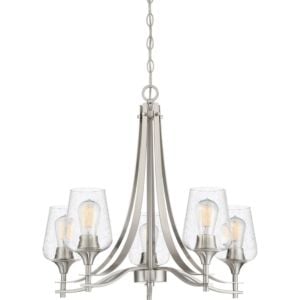 Quoizel Towne 5 Light 23 Inch Transitional Chandelier in Brushed Nickel