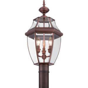 Quoizel Newbury 3 Light 13 Inch Outdoor Post Light in Aged Copper