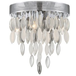  Hudson Ceiling Light in Polished Chrome with Frosted, Silver & Clear Glass Beads Crystals