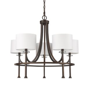 Kara 5-Light Oil-Rubbed Bronze Chandelier With Fabric Shades And Crystal Bobeches
