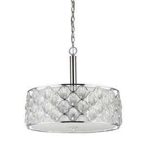 Isabella 4-Light Polished Nickel Drum Pendant With Crystal Accents