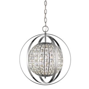 Olivia 1-Light Polished Nickel Crystal Globe Pendant 