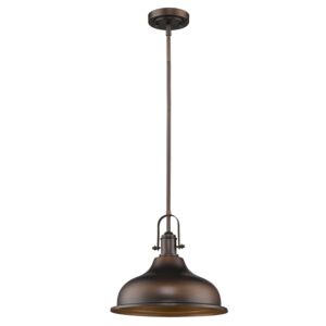 Virginia 1-Light Oil-Rubbed Bronze Pendant With Metal Shade