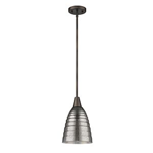 Brielle 1-Light Oil-Rubbed Bronze Pendant With Ribbed Crackle Glass Shade