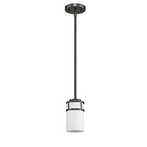 Alexis 1-Light Oil-Rubbed Bronze Pendant With Etched Glass Shade
