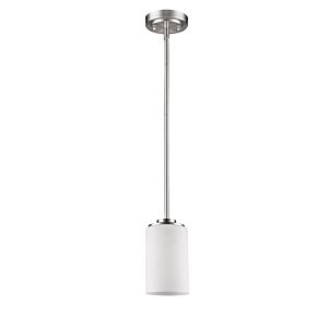 Addison 1-Light Satin Nickel Pendant With Etched Glass Shade