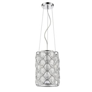 Isabella 1-Light Polished Nickel Drum Pendant With Crystal Accents