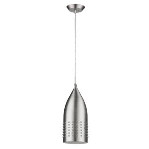 Prism 1-Light Satin Nickel Pendant With White Interior Shade And Glass Studding