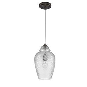 Brielle 1-Light Oil-Rubbed Bronze Pendant With Crackle Glass Shade
