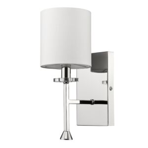 Kara 1-Light Polished Nickel Sconce With Fabric Shade And Crystal Bobeche