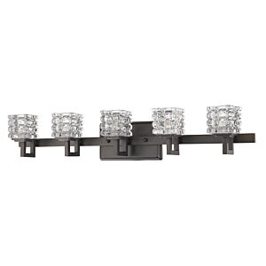 Coralie 5-Light Oil-Rubbed Bronze Sconce With Pressed Crystal Shades