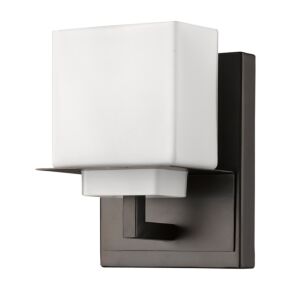 Rampart 1-Light Oil-Rubbed Bronze Sconce With Etched Glass Shade