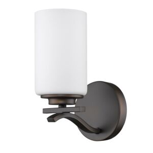 Poydras 1-Light Oil-Rubbed Bronze Sconce With Etched Glass Shade