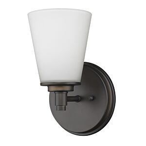 Conti 1-Light Oil-Rubbed Bronze Sconce With Etched Glass Shade