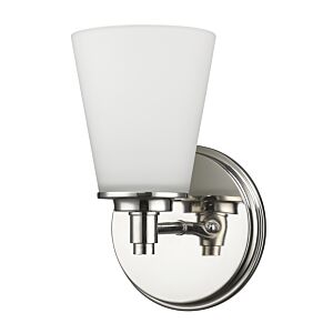 Conti 1-Light Polished Nickel Sconce With Etched Glass Shade