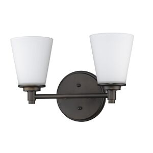 Conti 2-Light Oil-Rubbed Bronze Sconce With Etched Glass Shades