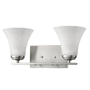 Union 2-Light Satin Nickel Vanity Light With Frosted Glass Shades