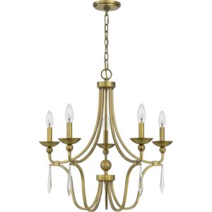 Quoizel Joules 5 Light 24 Inch Traditional Chandelier in Aged Brass