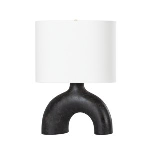 Valhalla 1-Light Table Lamp in Aged Brass With Earth Charcoal Ceramic