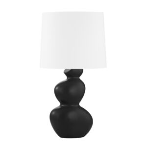 Kingsley 1-Light Table Lamp in Aged Brass with Ceramic Satin Black