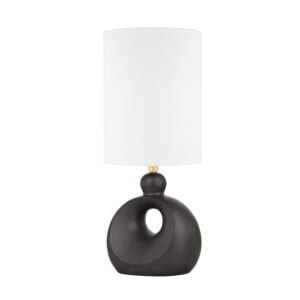 Penonic 1-Light Table Lamp in Aged Brass with Hematite Ceramic Combo