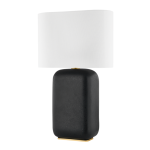 Arthur 1-Light Table Lamp in Aged Brass With Black Lava Ceramic