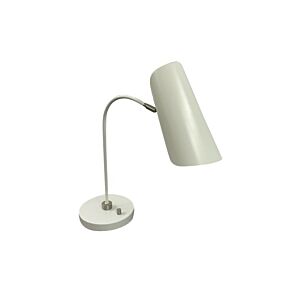 Logan 1-Light LED Table Lamp in White with Satin Nickel