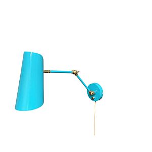 Logan 1-Light LED Wall Swing Lamp in Azure with Satin Brass