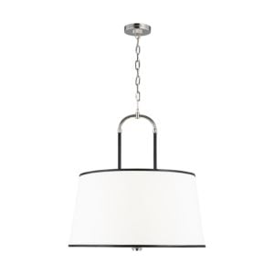 Katie 4 Light Pendant Light in Polished Nickel And Black Leather by Ralph Lauren
