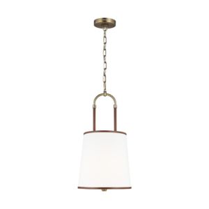 Visual Comfort Studio Katie Pendant Light in Time Worn Brass And Saddle Leather by Ralph Lauren