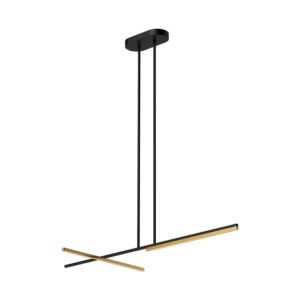 Shift LED Linear Pendant in Black with Brushed Gold