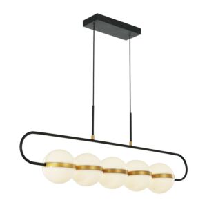 Tagliato LED Pendant in Matte Black with Brushed Gold