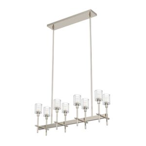 Salita 8-Light Island Pendant in Ribbed Crystal with Polished Nickel