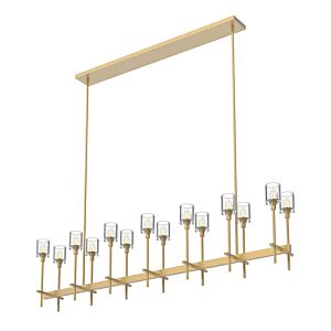 Alora Salita 14 Light Linear Pendant in Vintage Brass And Clear Crystal