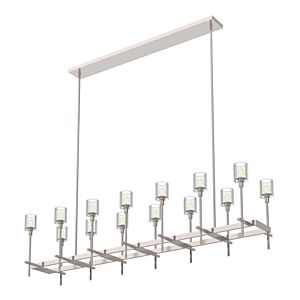 Alora Salita 14 Light Linear Pendant in Polished Nickel And Ribbed Crystal