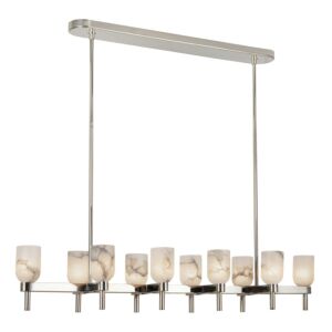 Lucian 10-Light Linear Pendant in Polished Nickel with Alabaster