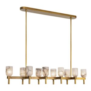Lucian 10-Light Linear Pendant in Vintage Brass with Alabaster