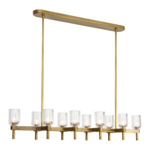 Lucian 10-Light Linear Pendant in Vintage Brass with Clear Crystal