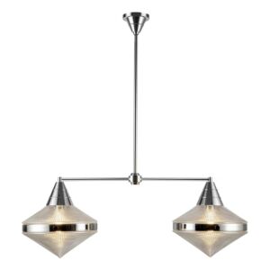 Willard 2-Light Linear Pendant in Polished Nickel with Clear Prismatic Glass