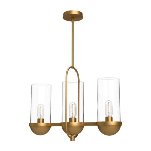 Cyrus 3-Light Linear Pendant in Aged Gold with Clear Glass