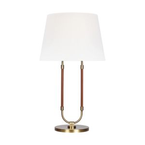 Visual Comfort Studio Katie Table Lamp in Time Worn Brass And Saddle Leather by Ralph Lauren