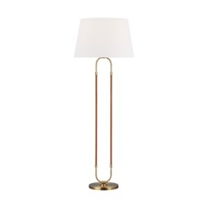 Katie Floor Lamp in Time Worn Brass And Saddle Leather by Ralph Lauren