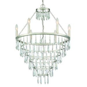 Crystorama Lucille 6 Light 35 Inch Chandelier in Antique Silver with Clear Hand Cut Crystals