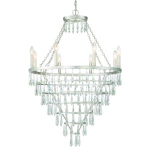 Crystorama Lucille 8 Light Tiered Chandelier in Antique Silver